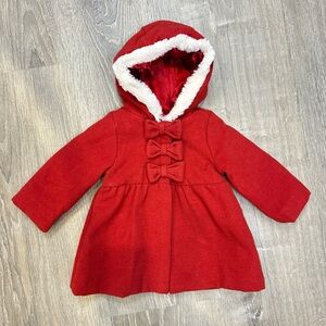 Christmas red bow girls coat